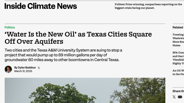InsideClimateNews Inside Climate News Article: Water Is the New Oil